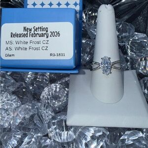 Ryze Party size 10 white Frost CZ Ring.  Sterling Silver .925